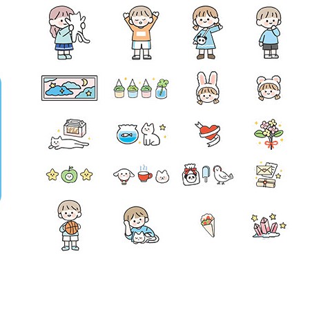 Gói Deco Stickers Tóc ngắn 40 miếng/set