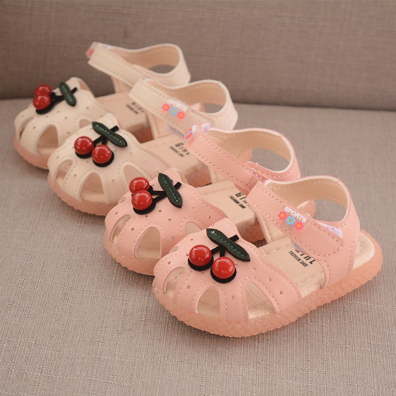 Sandal bé gái chống vấp  chống trơn gắn Hình cherry dễ thương