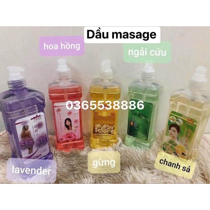 DẦU MASAGES TOÀN THÂN :HOA HỒNG,LAVENDE ,GỪNG, NGẢI ,SẢ CHANH.