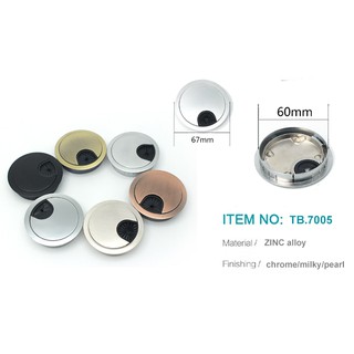 Nắp luồn dây điện bàn làm việc bằng hợp kim màu bóng inox mã TB7005