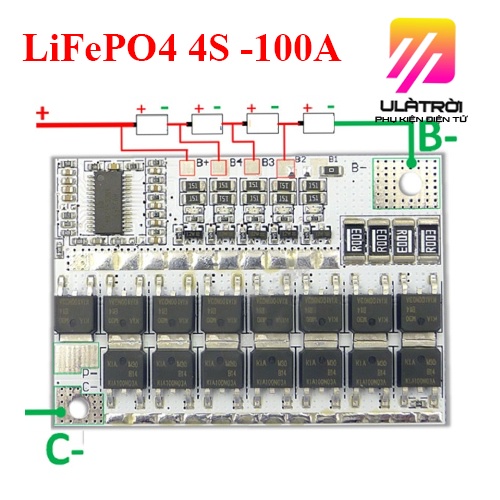 Mạch Bảo Vệ Pin 12V 100a 4S Bms 3.2V