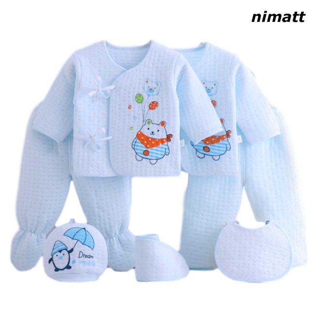 Ấm Cho Bé Từ 0-3 Tháng Tuổi Đồ Dày Giữ Dặn Set Cotton Bộ 7