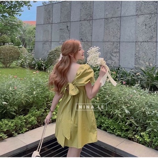 ĐẦM BBD TAY PHỒNG NƠ LƯNG XANH