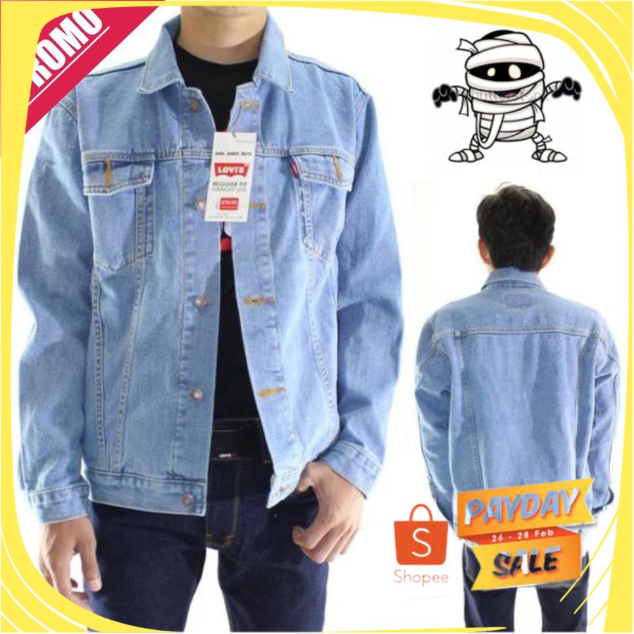 Áo Khoác Jean / Áo Khoác Jean Dài Dáng Ôm Thời Trang Cao Cấp E3X6 Nhập Khẩu Dành Cho Nam LEVIS