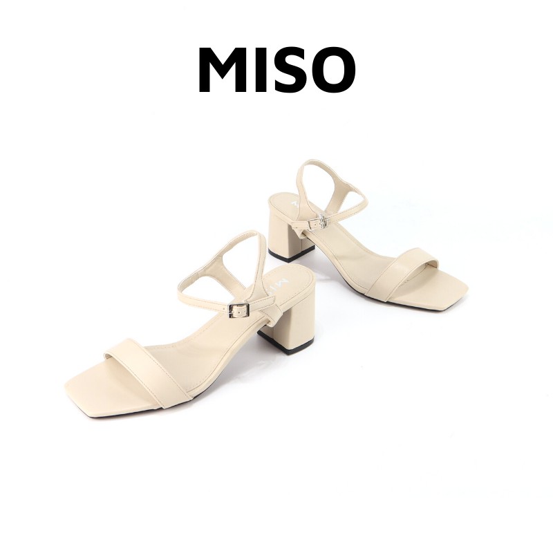 Giày sandal nữ quai ngang basic đơn giản đi làm gót trụ 5cm Miso M023