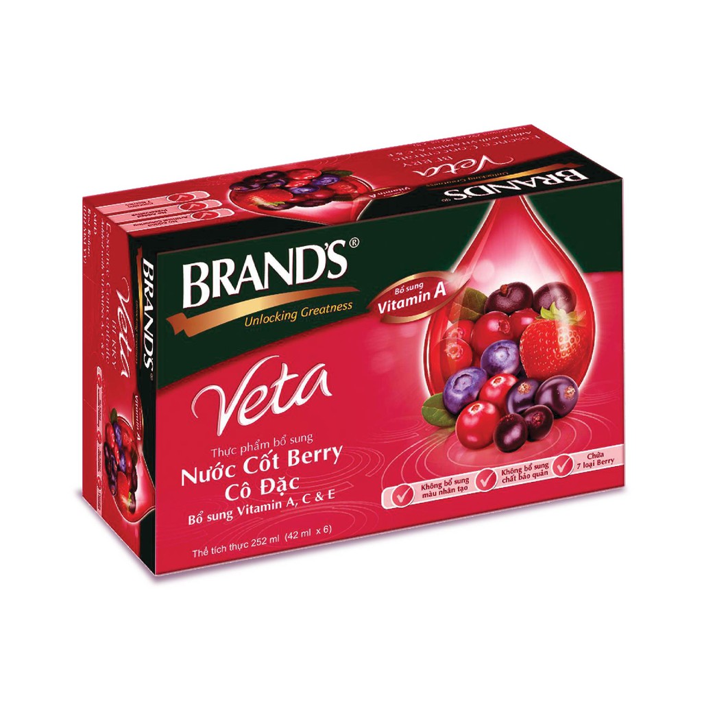 Combo 2 Hộp 6 Chai Nước Cốt Berry Cô Đặc BRAND'S Veta (6 Chai/Hộp - 42ml/Chai)