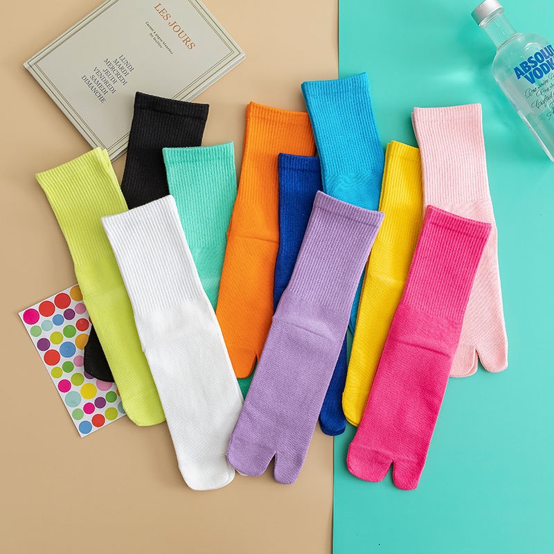 Vớ Cotton Hai Ngón Chống Trượt Hở Ngón Màu Trơn Thời Trang Chất Lượng Cao Thoải Mái Dành Cho Nữ