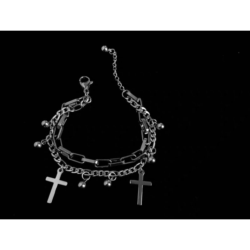 Vòng Tay Mặt Hai Cây Thánh Giá Phong Cách Thời Trang Cổ Điển