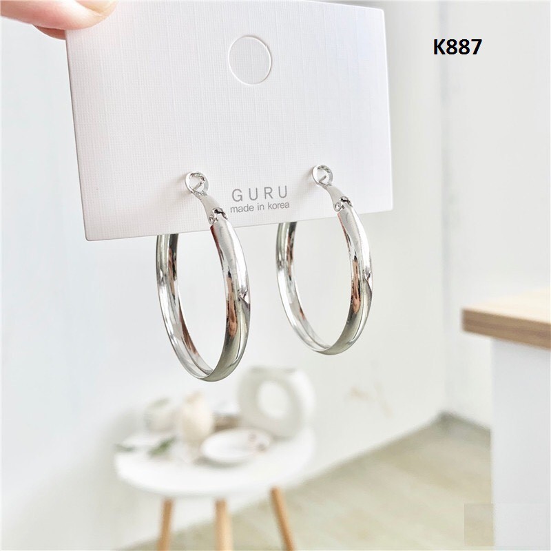 Khuyên tai tròn bản mỏng đường kính to K887 Maycorner