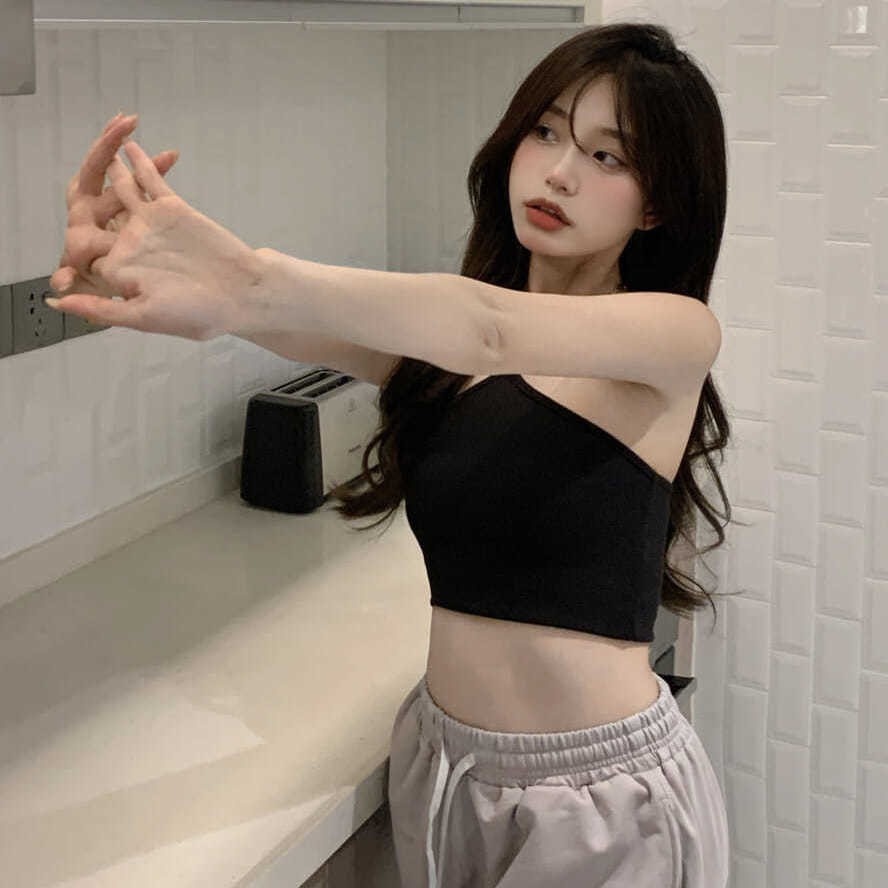 Áo Croptop 2 DÂY CHÉO MẢNH Thun Gân Nữ Đẹp, Áo Dây Đắp Chéo Cổ GOVA