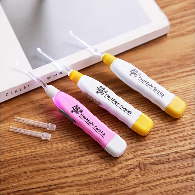 Cây lấy ráy tai có đèn phát sáng - Ngoáy tai có đèn 3 đầu cho bé và người lớn