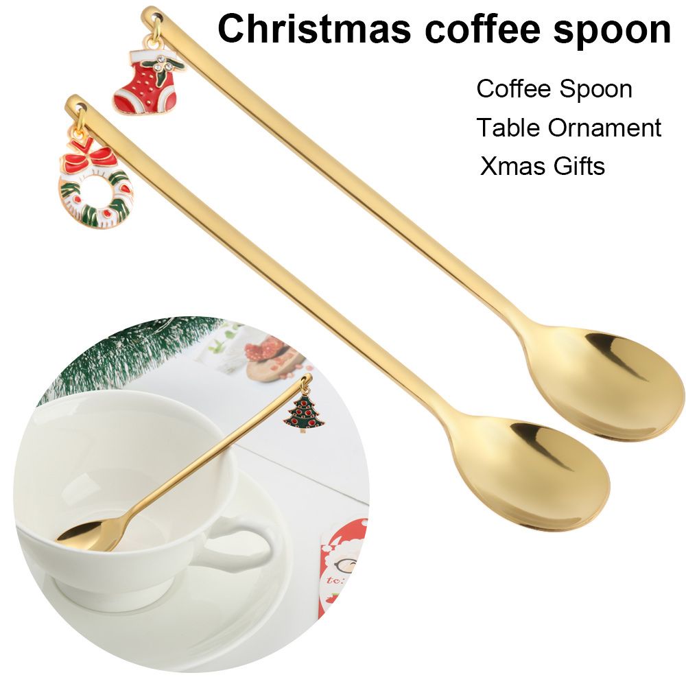 CONOPERY Muỗng Cà Phê Bằng Thép Không Gỉ Nhiều Màu Thời Trang Giáng Sinh / Năm Mới