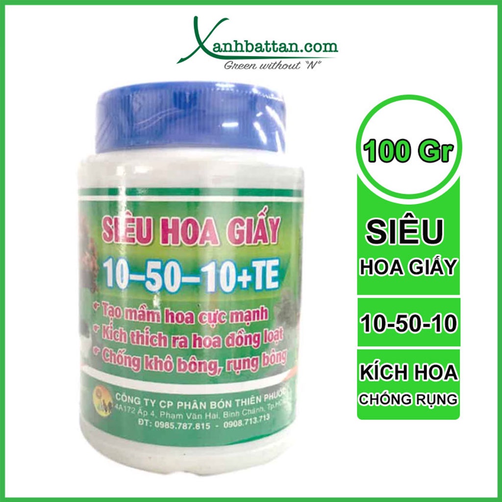 Phân Bón Siêu Kích Hoa Cho Hoa Giấy 10-50-10+TE - 100 Gram