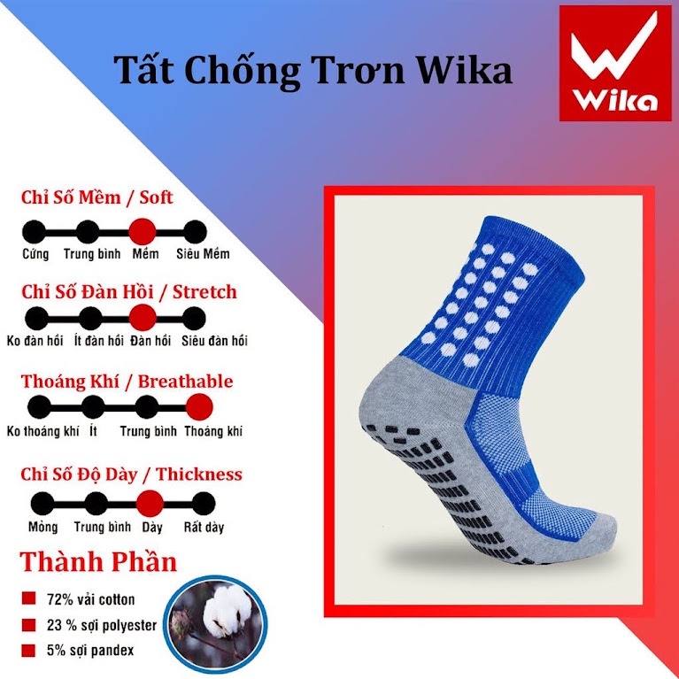 Tất chống trơn bóng đá Wika, tất đá bóng có cao su chống trượt