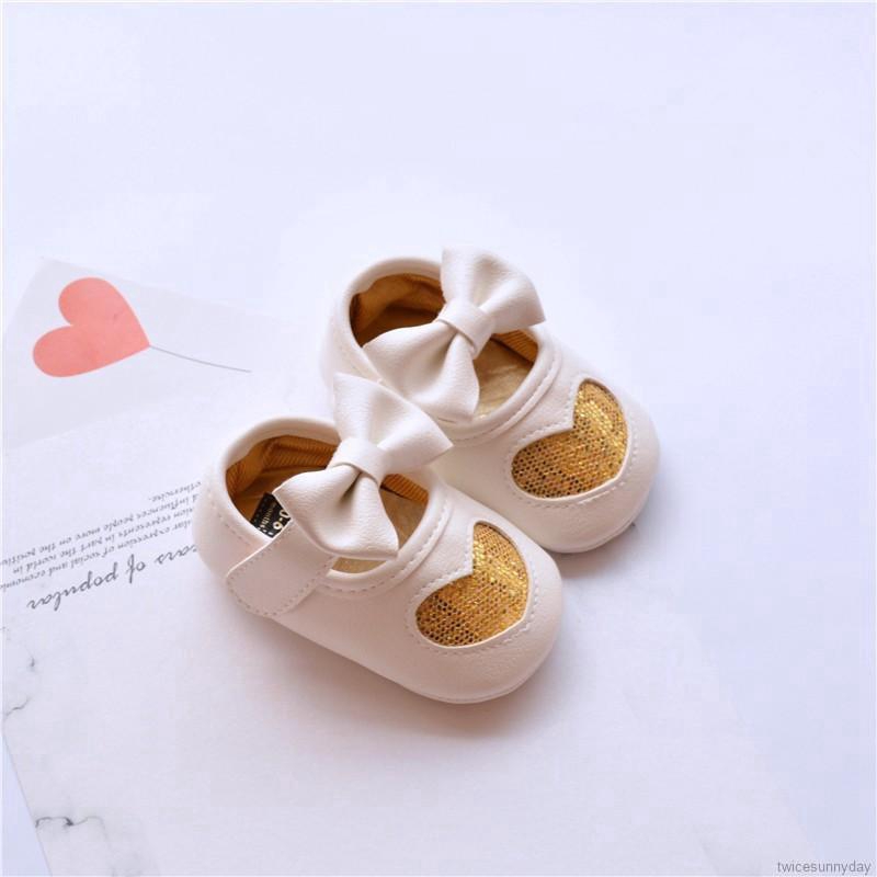 Giày đế mềm có quai thắt nơ xinh xắn cho bé gái