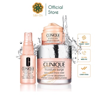 Set dưỡng da clinique hồng 3 món - clinique moisture surge 100h 125ml, kem mắt clinique 15ml, xịt khoáng clinique 30ml