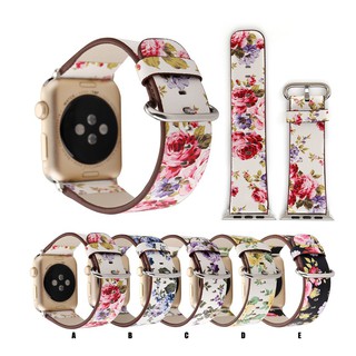 Dây Đeo Bằng Da Họa Tiết Hoa Cho Đồng Hồ Apple Watch Loại Nhỏ 38Mm