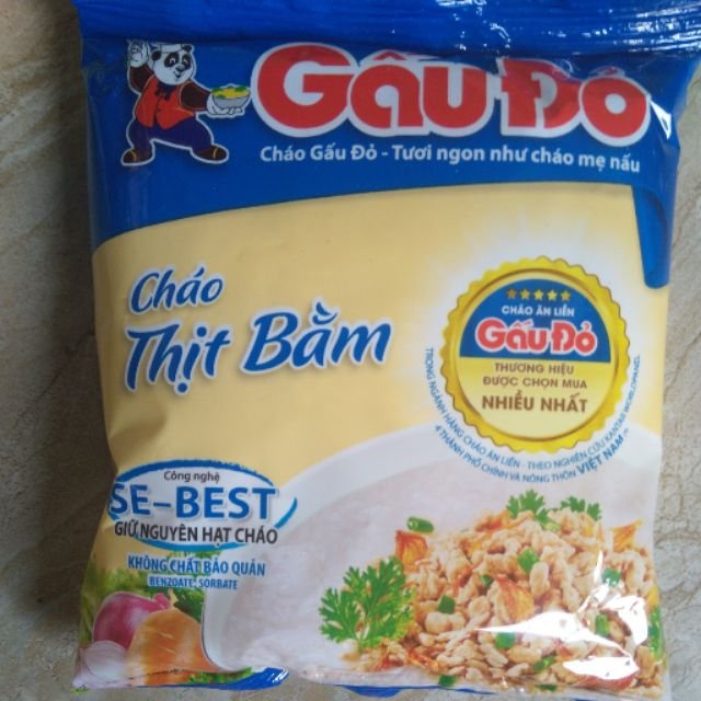 Thùng 50 Gói Cháo Thịt Bằm Gấu Đỏ 50g