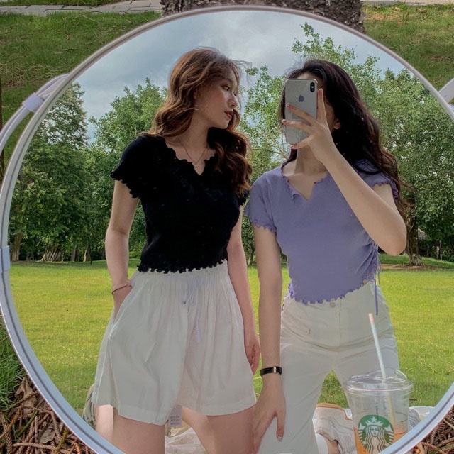 Áo croptop nữ, áo kiểu nữ siêu xinh chất thun gân mềm mát - Colory shop