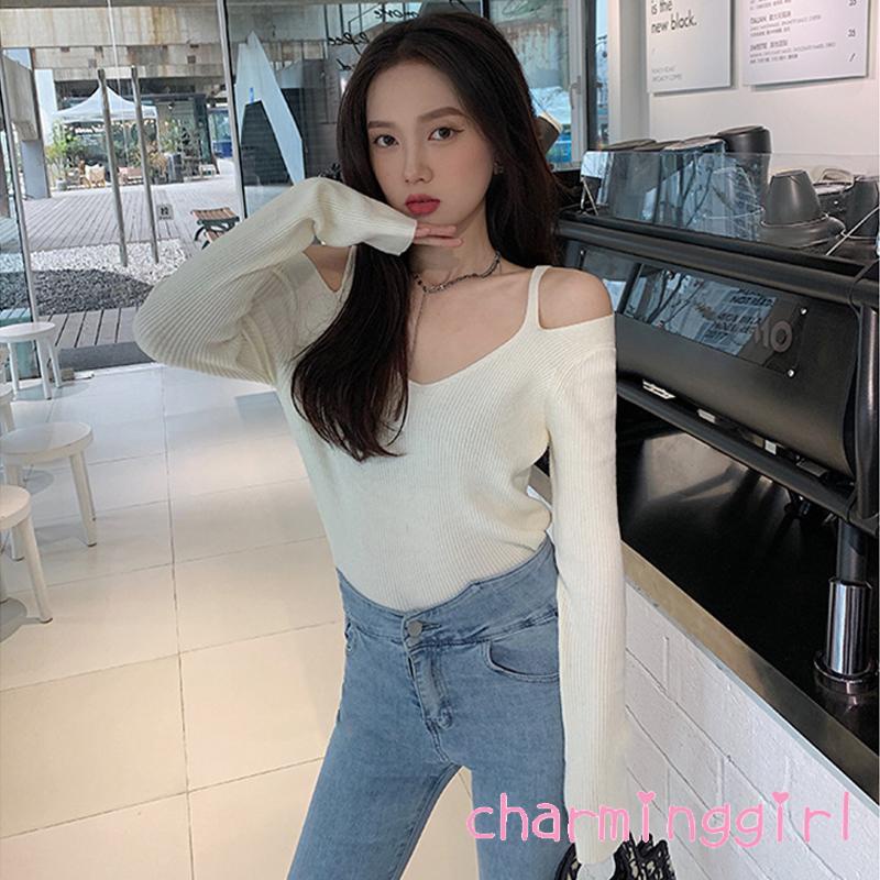 Áo thun tay dài cổ chữ V màu sắc thanh lịch cho nữ | BigBuy360 - bigbuy360.vn