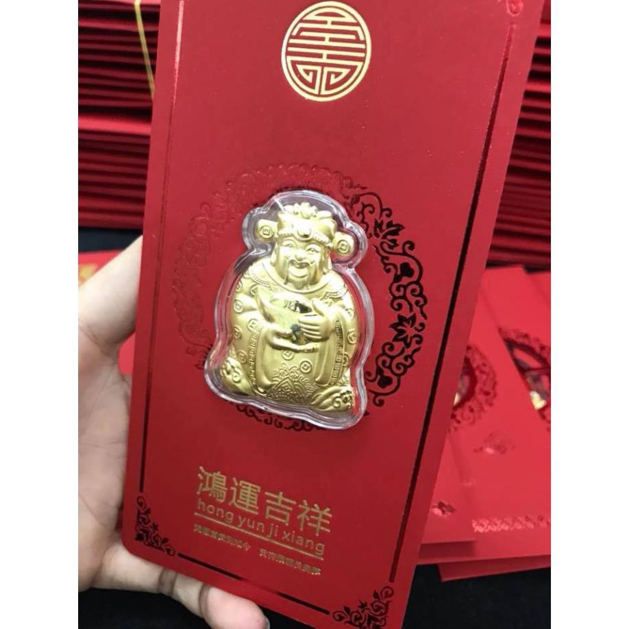 Bao Lì Xì Thần Tài Mạ Vàng Hong Kong May Mắn