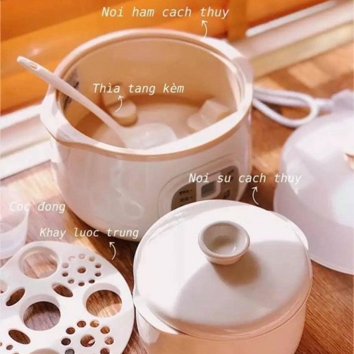 Nồi Nấu Cháo Chậm, Ninh Hầm Cách Thủy Lotor 1,5L Kèm Lồng Hấp (Model: D1)