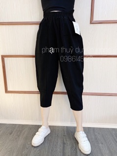 Quần đũi lửng cạp chun dáng rộng