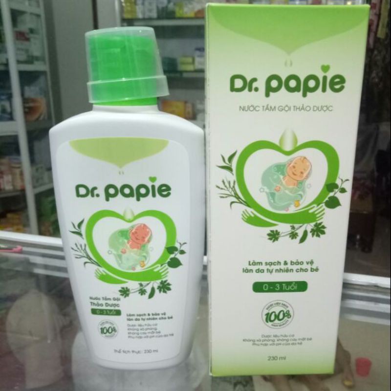 Nước tắm gội thảo dược Dr.Papie cho bé (chai 230ml)