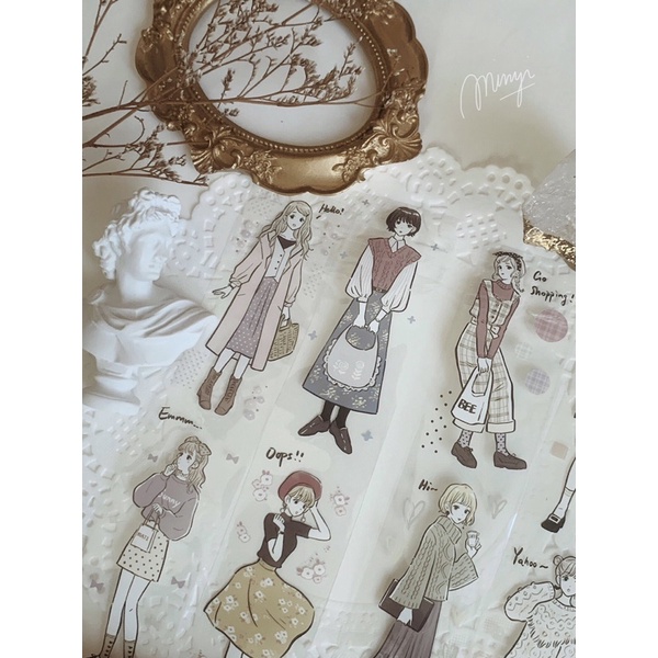 minyi.corner - Mẫu băng dán hình cô gái chu kỳ 90cm