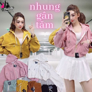 Áo Khoác Nữ Chất Nhung Gân Có Nón Mẫu Mới Siêu Thời Trang 2020