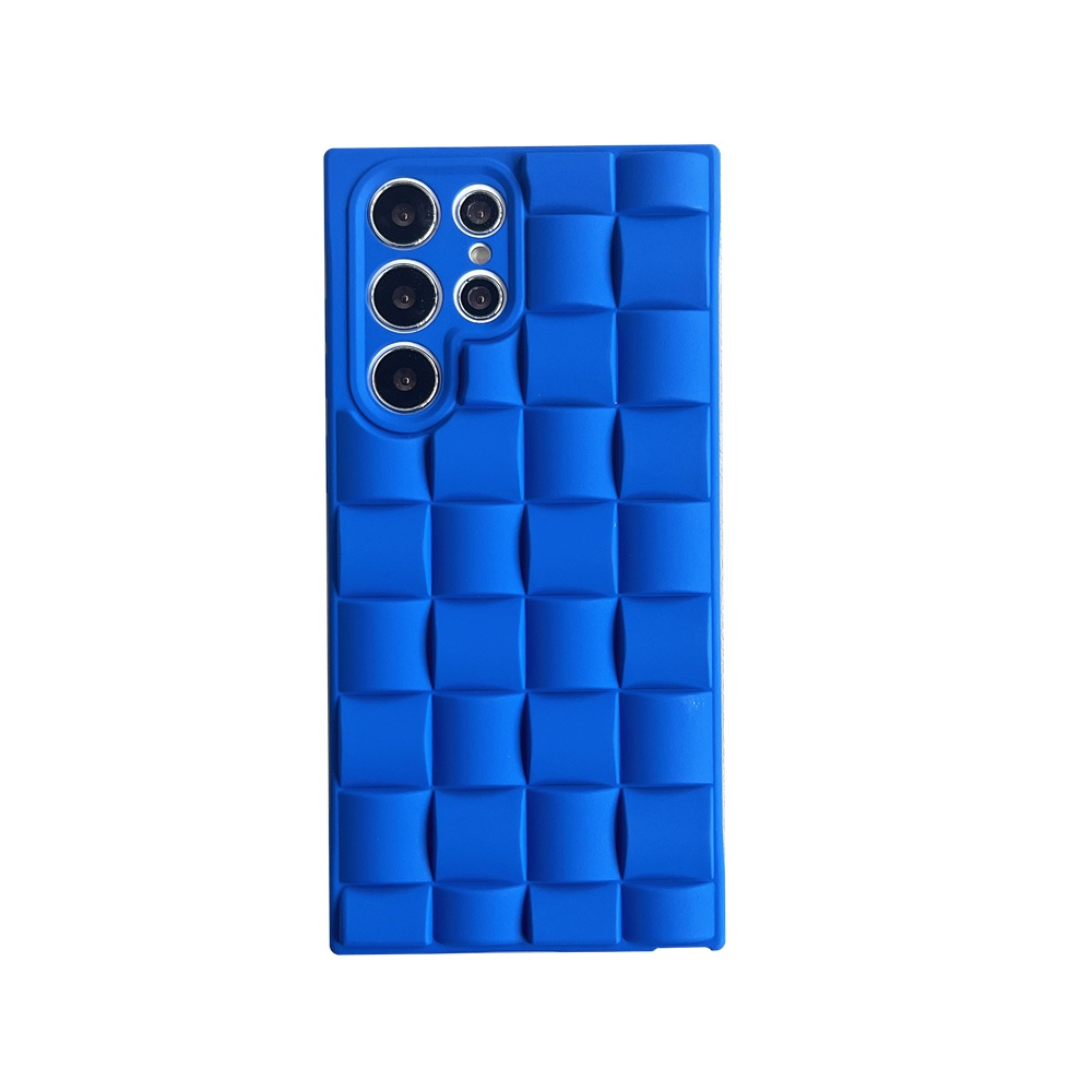Ốp Điện Thoại Silicon Mềm Phối Da Bện Khối Lập Phương 3D Cho Samsung Galaxy S22 S21 Ultra S22 Plus