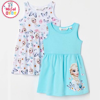 Váy HM cho bé gái đầm hè bé gái H&M Elsa Set 2 chiếc xanh trắng họa tiết bướm siêu xinh 2020 - Misolkids by huong274