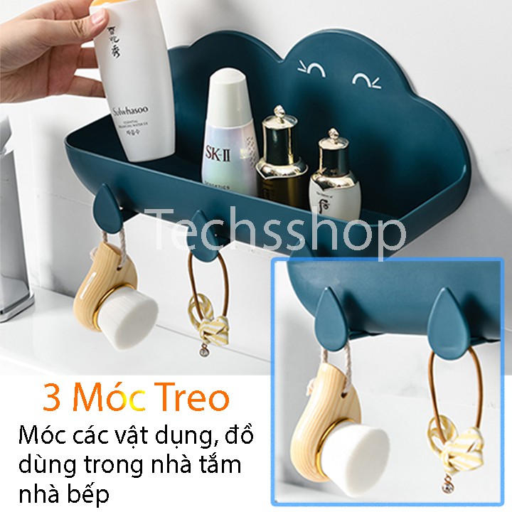 Kệ Nhà Tắm Dán Tường Hình Đám Mây Kèm 3 Móc