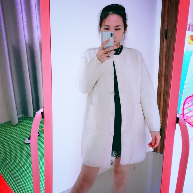 Aoa khoác len siêu đẹp màu trắng
