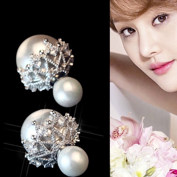 Khuyên Tai Đính Ngọc Trai Nhân Tạo Lưng Quyến Rũ Cho Nữ