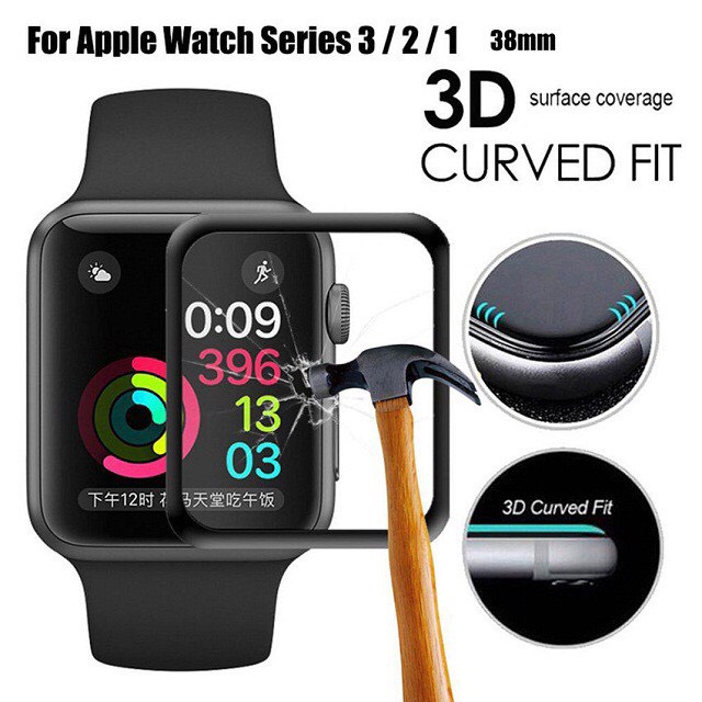 Cường Lực 3D Cho Apple Watch đồng hồ thông minh iWatch Series 1/2/3/4/5/6/SE size 38mm/40mm/42mm/44mm