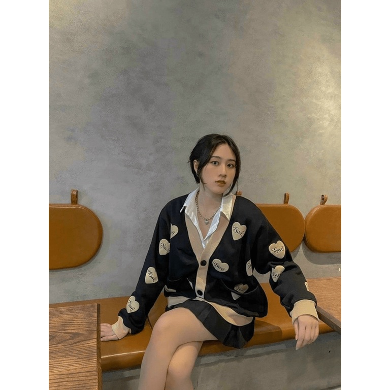 Áo Khoác Nỉ Nữ Cardigan Trái tim Phong Cách hàn XInh Đẹp Thời Trang HHP Fashion