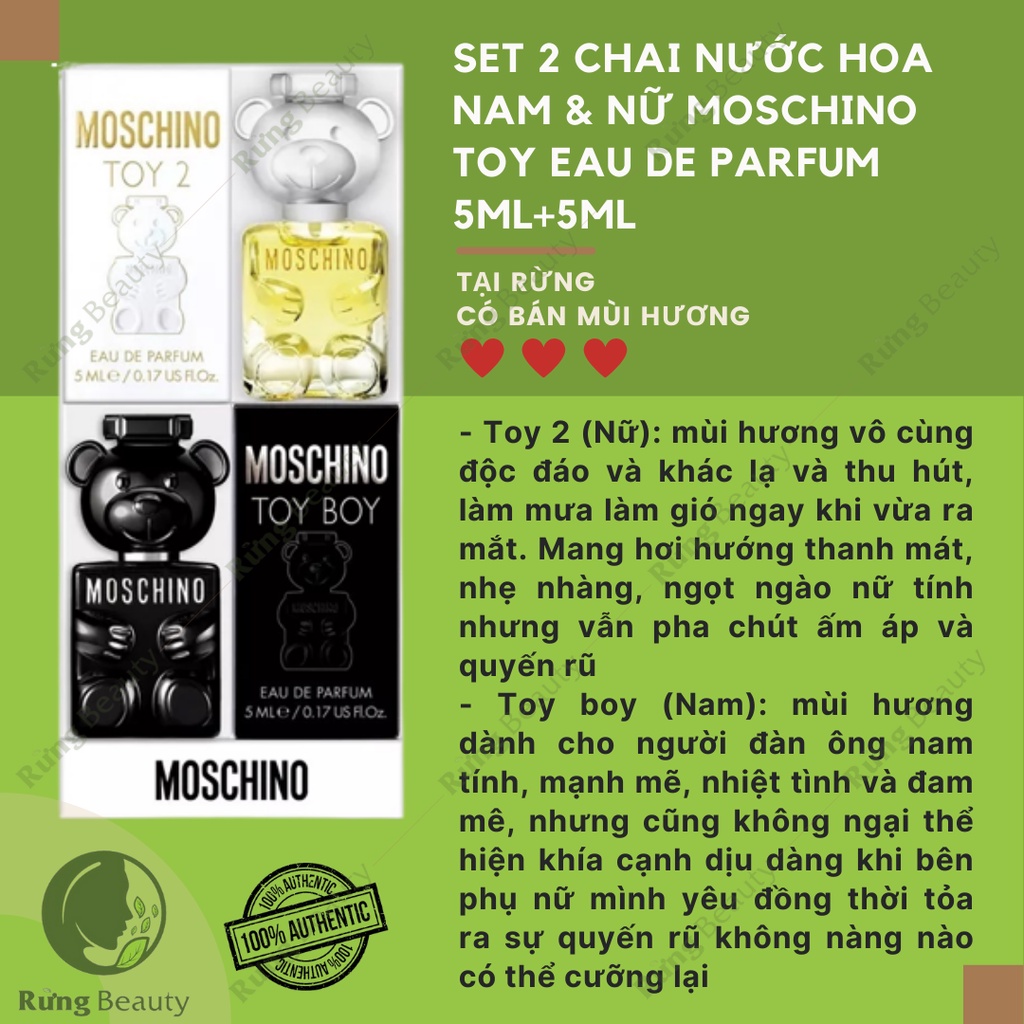 SET 2 CHAI NƯỚC HOA CHO NAM & NỮ MOSCHINO TOY EAU DE PARFUM 5ML+5ML