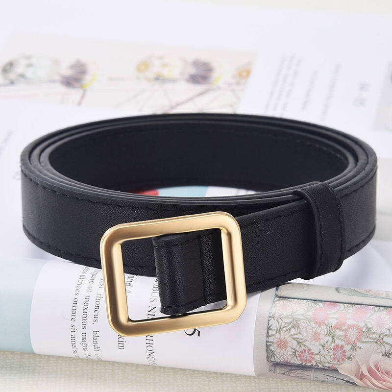 Thắt Lưng Da Khóa Vuông Kim Loại Phong Cách Boho Cổ Điển Cho Nữ