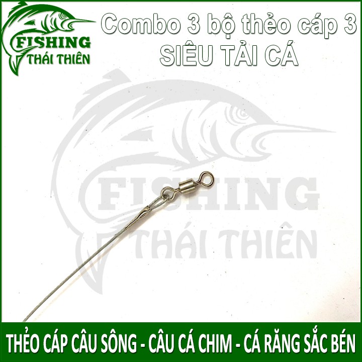 Combo 3 bộ thẻo cáp 3 câu sông, cá chim cá răng sắc bén