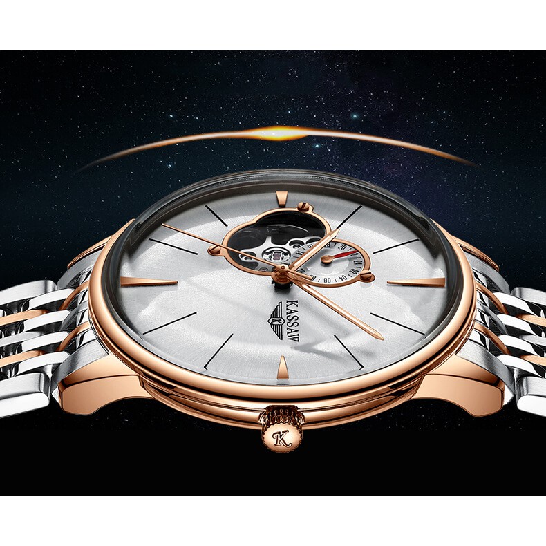 Đồng hồ nam chính hãng KASSAW K873-1  Kính sapphire ,chống xước,Chống nước ,BH 24 tháng,Máy cơ (Automatic) ,dây da xịn