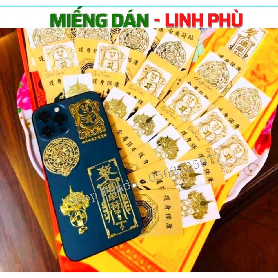 Bộ 4 Linh Phù Tài Lộc - May Mắn Bình An - Tình Duyên Thếp Vàng Dán Điện Thoại Máy Tính Bỏ Ví