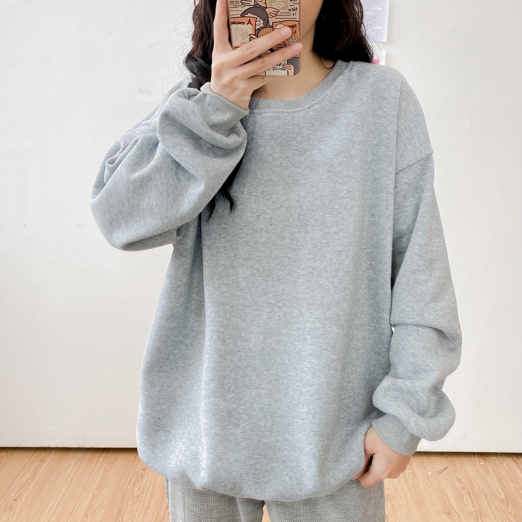 [HÀNG CÓ SẴN] Áo nỉ oversize May Boutique áo nỉ dài tay trơn màu ghi ABS21H_110.001_CBB_F | BigBuy360 - bigbuy360.vn