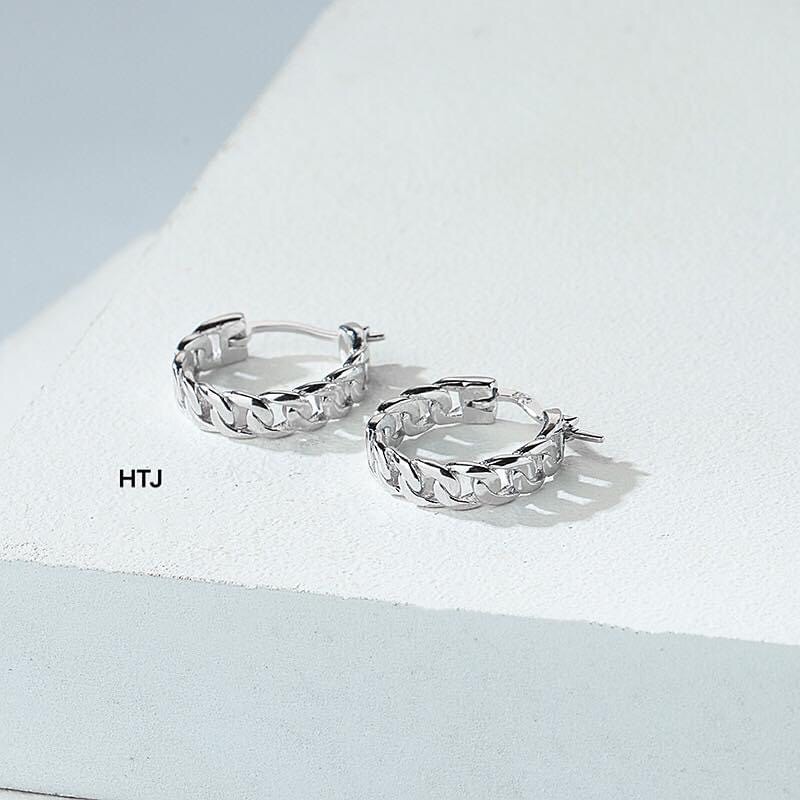 Bông tai bạc bibi silver dáng mới / Khuyên tai bạc vòng tròn