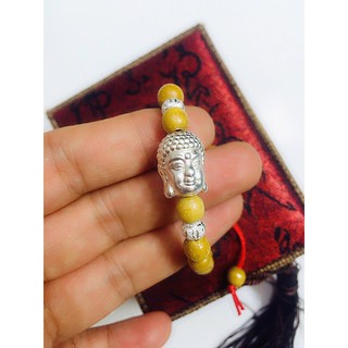 Vòng tay dâu tằm - mix phật bạc, bi cát bạc