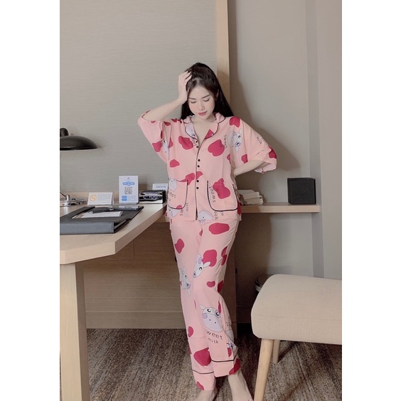 Bộ pijama cánh dơi quần dài xịn xò sang trọng, pijama nữ | BigBuy360 - bigbuy360.vn