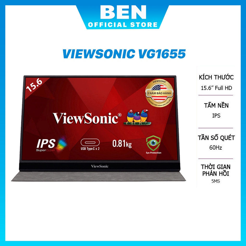 Màn Hình Di Động Viewsonic VG1655 VA1655 15.6inch FHD IPS 6.5ms/60hz Hdmi+Usb Typec+Audio) | BigBuy360 - bigbuy360.vn