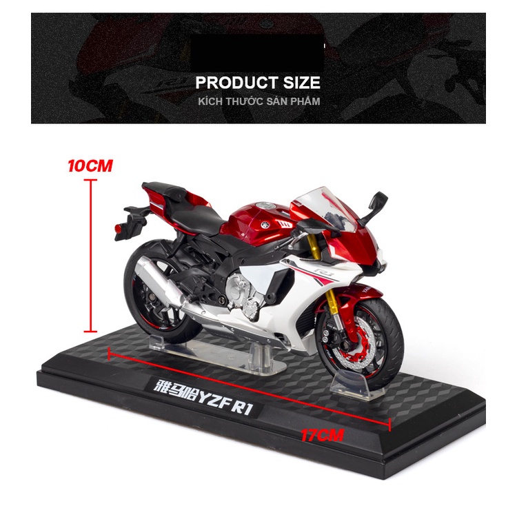 Mô hình xe Moto phân khối lớn Yamaha YZFR1 tỉ lệ 1:12 khung thép