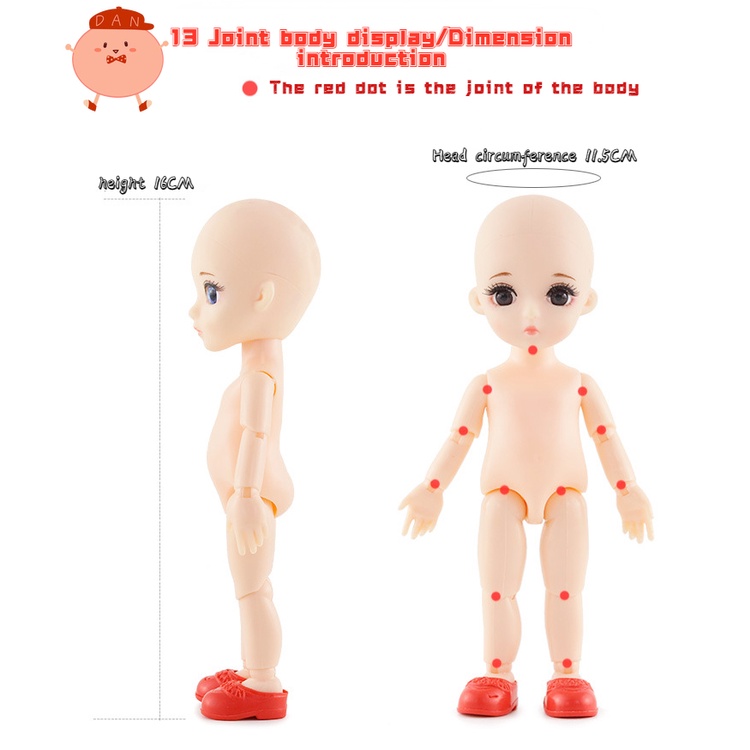 Đồ Chơi Búp Bê Công Chúa BJD 16CM 13 Khớp
