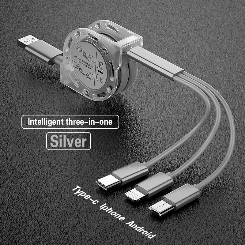 3 In 1 Retractable Micro USB Charge Cable Multi USB Charger Cable USB C Type-c Universal Cable